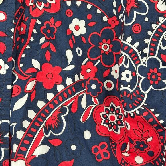 Talbots Plus Blouse Size 2X Red Blue Paisley Floral Cotton Long Sleeve Button Up - Picture 10 of 11